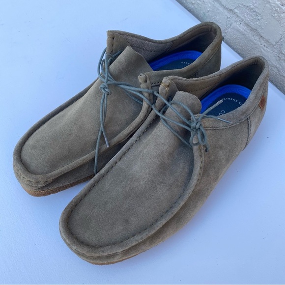 Clarks Shacre II Run olive Suede Moccasin Slip on shoes Men Size 12 wallaby - Picture 13 of 14